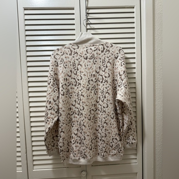 Aerie Leopard Print Oversized Quarter Zip Pullover - Picture 4 of 8